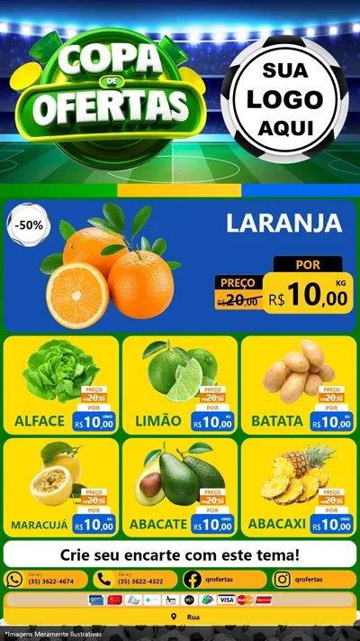 Modelo de Rede Social para Stories com o tema Copa de Ofertas para Hortifrúti