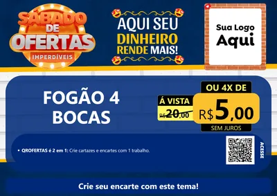 Modelo de Cartaz para Cartaz A4 Horizontal com o tema Sábado de Ofertas Imperdíveis para Móveis e Eletro