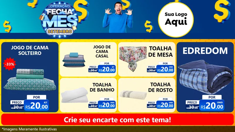 Modelo de TV para TV Horizontal com o tema Operação Fecha Mês Setembro para Cama, Mesa e Banho