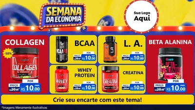 Modelo de TV para TV Horizontal com o tema Semana da Economia para Suplementos alimentares