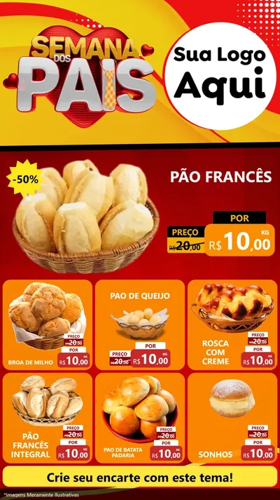 Modelo de Rede Social para Stories com o tema Semana Dos Pais para Padaria