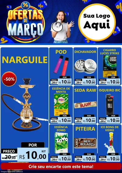 Modelo de Encarte para Encarte A4 Vertical com o tema Ofertas de Março para Tabacaria