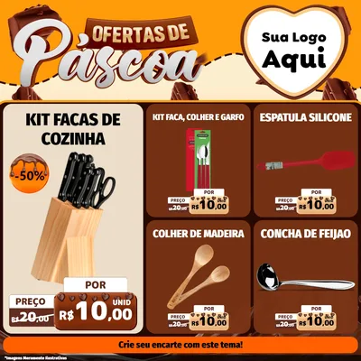 Modelo de Rede Social para Feed Facebook com o tema Ofertas de Páscoa para Utilidades Domésticas