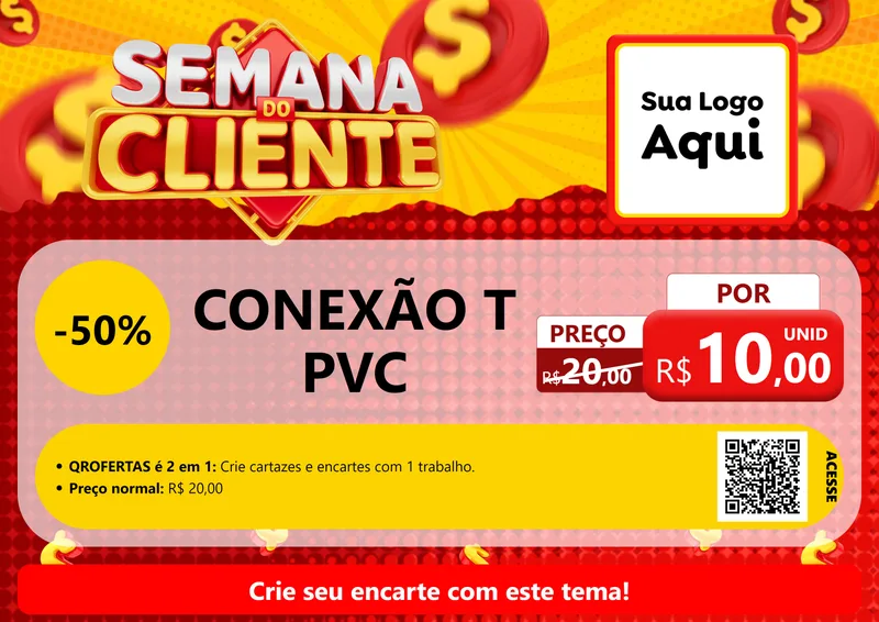 Modelo de Cartaz para Cartaz A4 Horizontal com o tema Semana do Cliente para Tubos e conexões