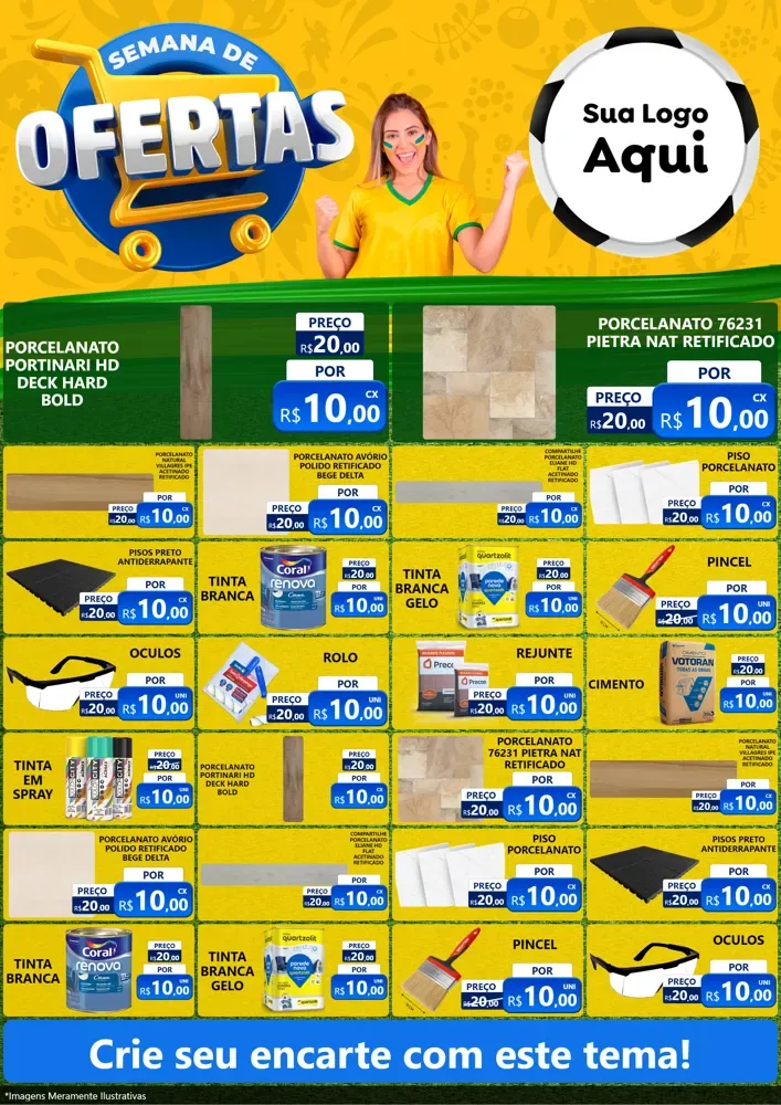 Modelo de Encarte para Encarte A4 Vertical com o tema Semana de Ofertas - Copa para Pisos e revestimentos