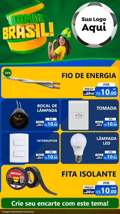 Modelo de TV para TV Vertical com o tema Vamos Brasil - Copa para Materiais Elétricos