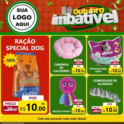 Modelo de Rede Social para Feed Facebook com o tema Outubro Imbatível para Pet Shop