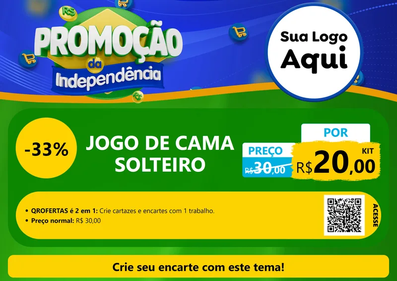Modelo de Cartaz para Cartaz A4 Horizontal com o tema Promoção da Independência para Cama, Mesa e Banho