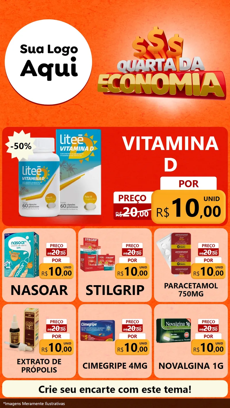 Modelo de Rede Social para Stories com o tema Quarta da Economia para Farmácia