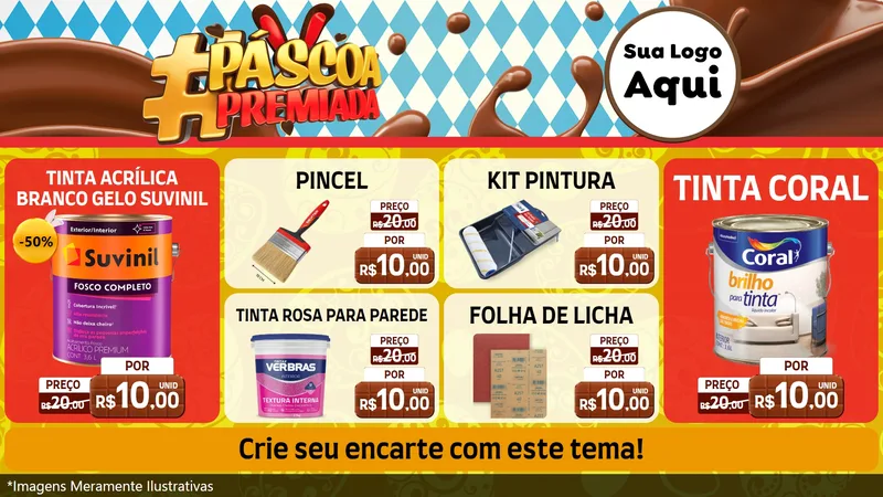 Modelo de TV para TV Horizontal com o tema Páscoa Premiada para Tintas e Ferramentas
