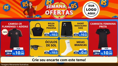 Modelo de TV para TV Horizontal com o tema Semana de Ofertas para Roupas e acessórios