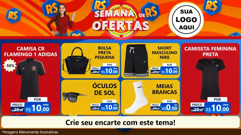 Modelo de TV para TV Horizontal com o tema Semana de Ofertas para Roupas e acessórios