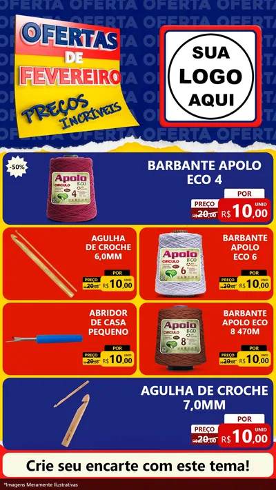 Modelo de TV para TV Vertical com o tema Ofertas de Fevereiro - Preços Incríveis para Armarinho e Aviamentos