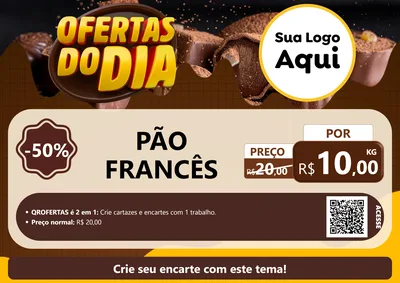 Modelo de Cartaz para Cartaz A4 Horizontal com o tema Ofertas do Dia para Padaria