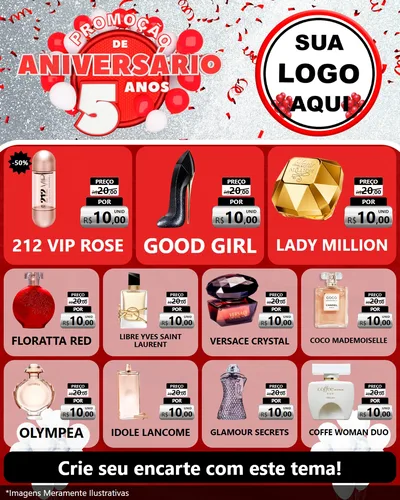 Modelo de Rede Social para Feed Instagram com o tema Promoção de Aniversário - 5 Anos para Perfumes