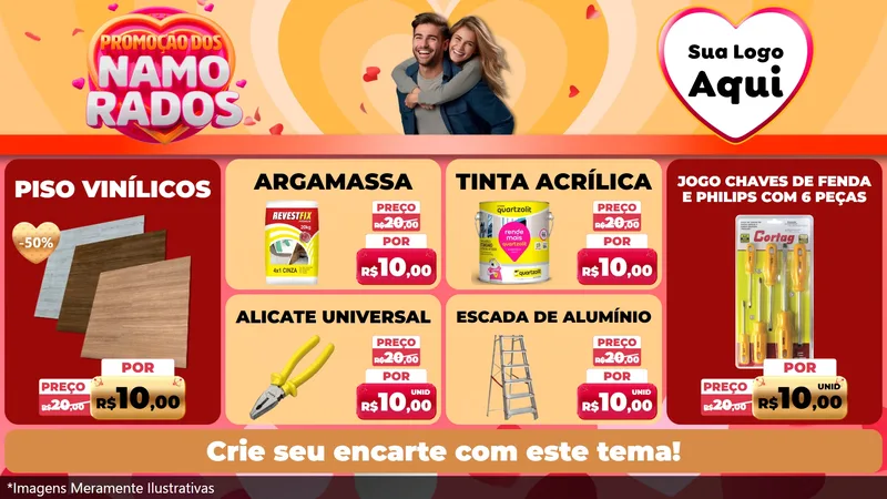 Modelo de TV para TV Horizontal com o tema Promoção dos Namorados para Material para Construção