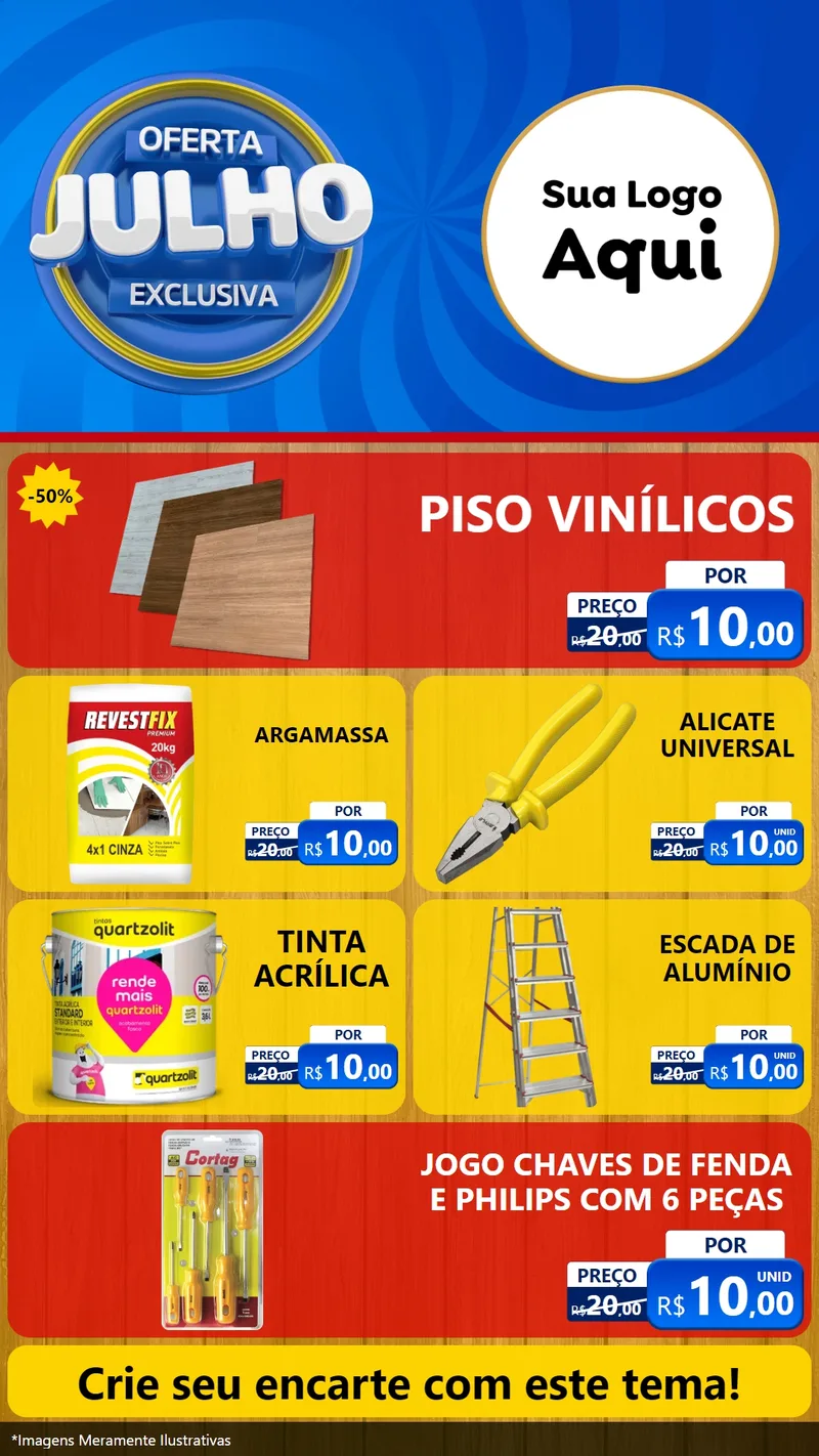 Modelo de TV para TV Vertical com o tema Oferta Exclusiva, Julho para Material para Construção