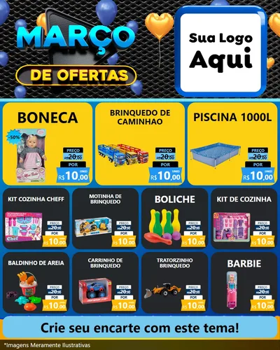 Modelo de Rede Social para Feed Instagram com o tema Março de Ofertas para Brinquedos