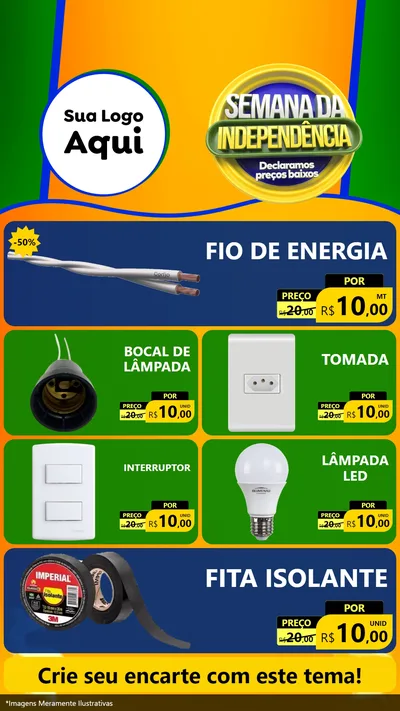 Modelo de TV para TV Vertical com o tema Semana da Independência Declaramos Preços Baixos para Materiais Elétricos