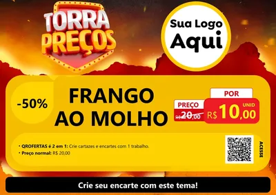 Modelo de Cartaz para Cartaz A4 Horizontal com o tema Torra Preços para Restaurante
