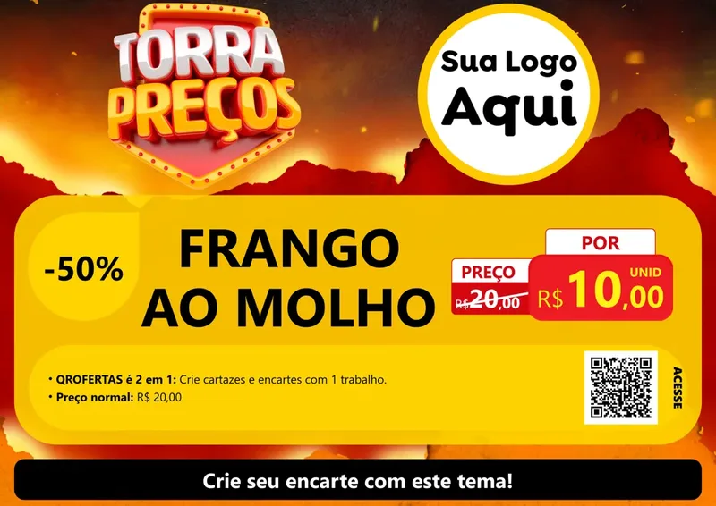 Modelo de Cartaz para Cartaz A4 Horizontal com o tema Torra Preços para Restaurante