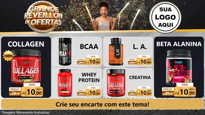 Modelo de TV para TV Horizontal com o tema Grande Réveillon de Ofertas para Suplementos alimentares