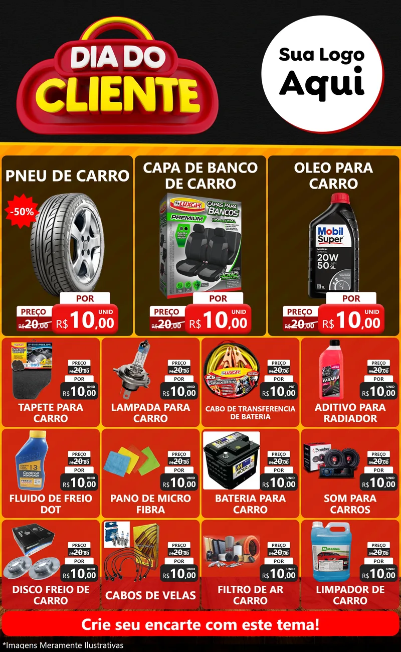 Modelo de Encarte para Encarte Grande com o tema Dia do Cliente para Auto peças