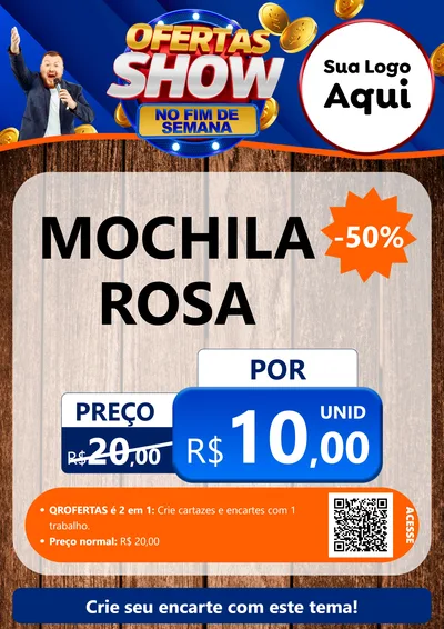 Modelo de Cartaz para Cartaz A4 Vertical com o tema Ofertas Show No Fim De Semana para Papelaria
