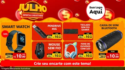 Modelo de TV para TV Horizontal com o tema Julho Ofertas Imbatíveis para Informática