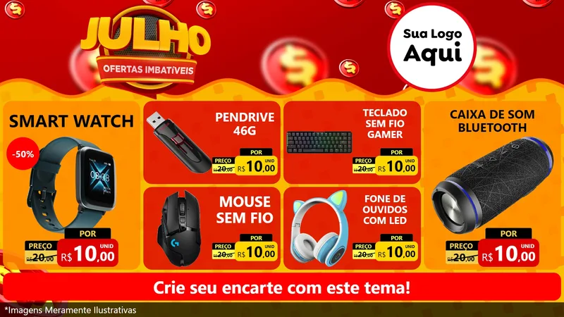 Modelo de TV para TV Horizontal com o tema Julho Ofertas Imbatíveis para Informática