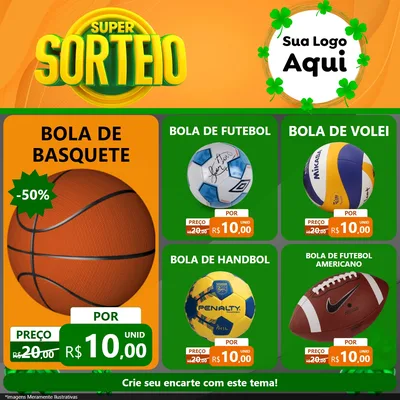 Modelo de Rede Social para Feed Facebook com o tema Super Sorteio para Artigos Esportivos