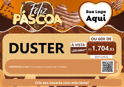 Modelo de Cartaz para Cartaz A4 Horizontal com o tema Feliz Páscoa para Concessionaria de Carros