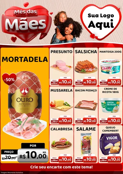 Modelo de Encarte para Encarte A4 Vertical com o tema Mês das Mães para Frios e Laticínios