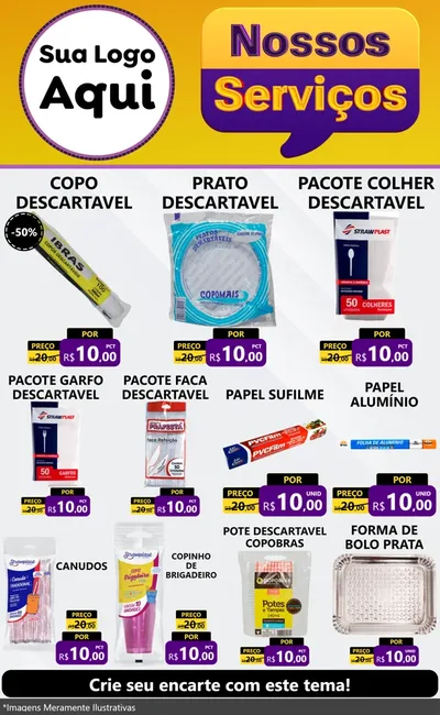 Modelo de Encarte para Encarte Grande com o tema Nossos Serviços para Embalagens