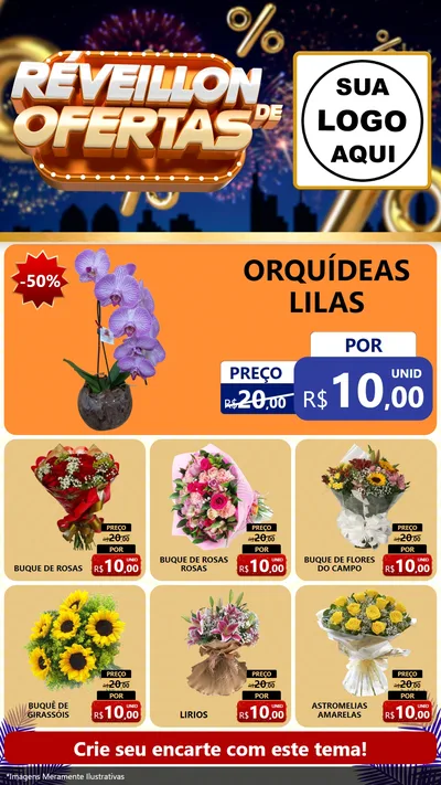 Modelo de Rede Social para Stories com o tema Réveillon de Ofertas para Floricultura e jardim