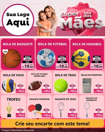 Modelo de Rede Social para Feed Instagram com o tema Super Dia Das Mães para Artigos Esportivos