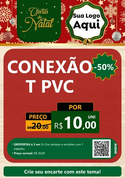 Modelo de Cartaz para Cartaz A4 Vertical com o tema Natal de Ofertas para Tubos e conexões