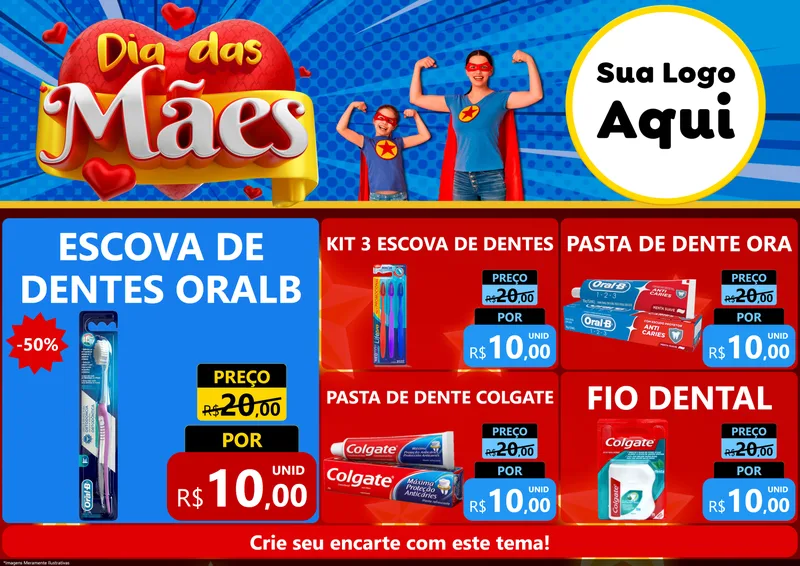 Modelo de Encarte para Encarte A4 Horizontal com o tema Dia das Mães para Higiene Pessoal