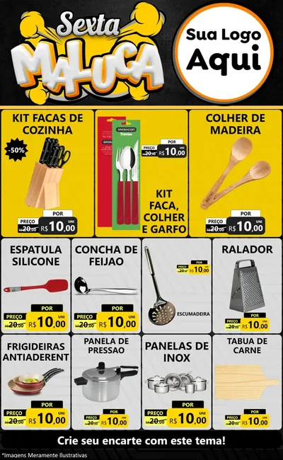 Modelo de Encarte para Encarte Grande com o tema Sexta Maluca para Utilidades Domésticas