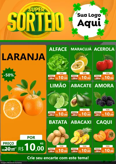 Modelo de Encarte para Encarte A4 Vertical com o tema Super Sorteio para Hortifrúti