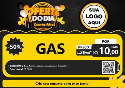 Modelo de Cartaz para Cartaz A4 Horizontal com o tema Oferta do Dia - Quarta Feira! para Água e gás