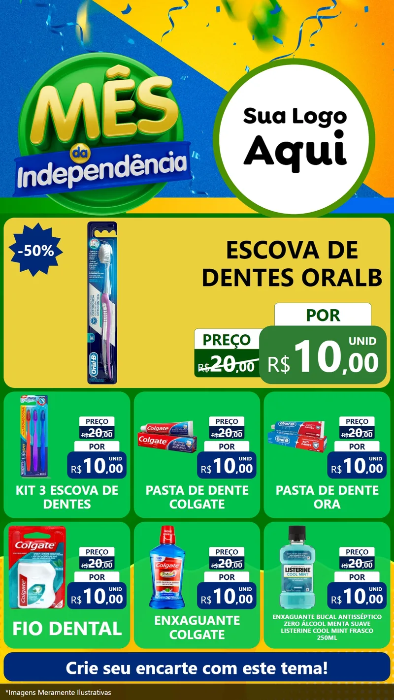 Modelo de Rede Social para Stories com o tema Mês da Independência para Higiene Pessoal
