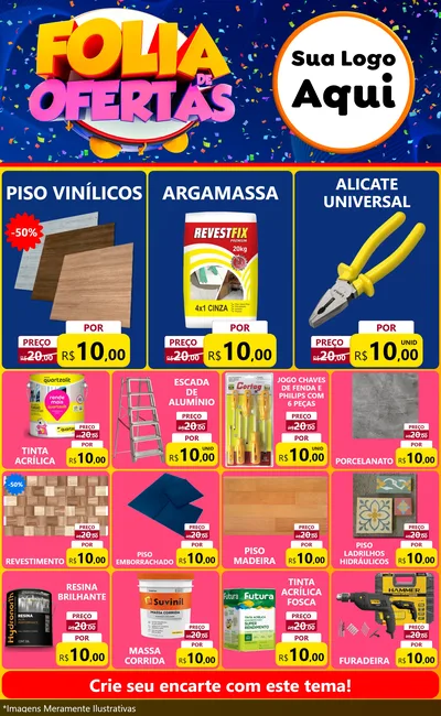 Modelo de Encarte para Encarte Grande com o tema Folia de Ofertas para Material para Construção