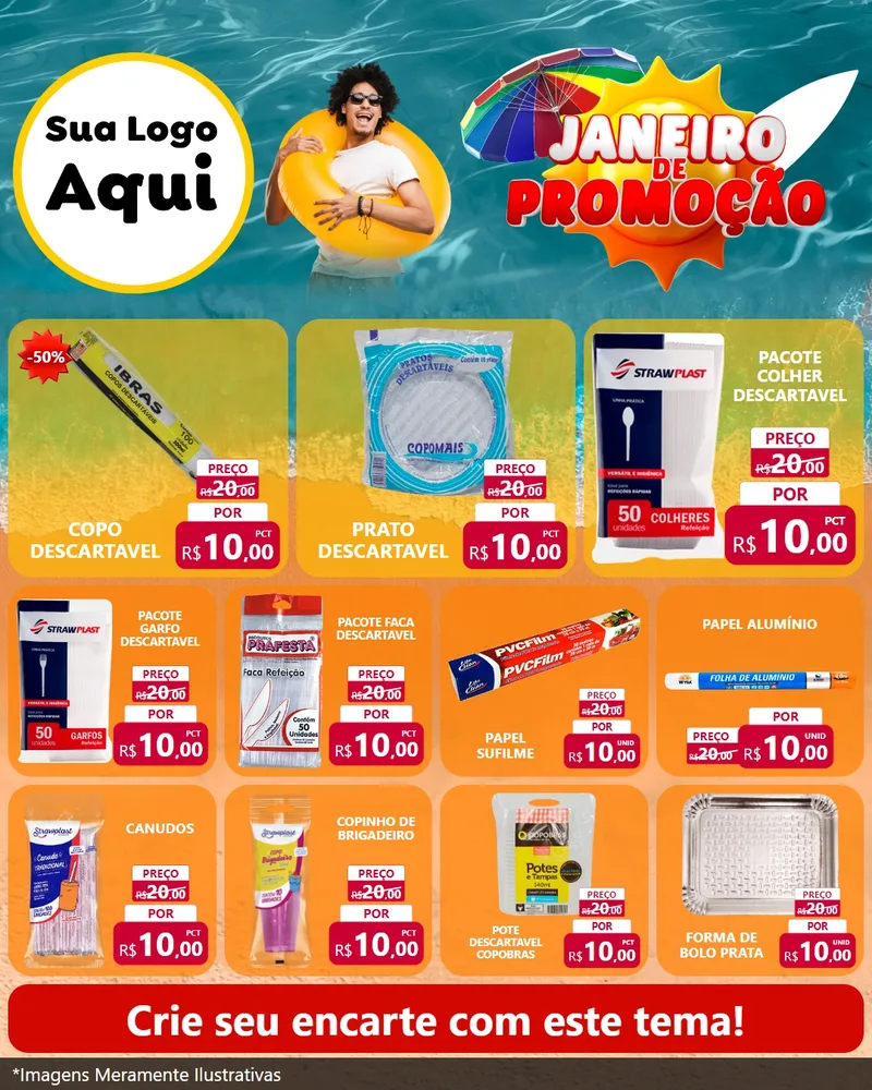 Modelo de Rede Social para Feed Instagram com o tema Janeiro de Promoção para Embalagens