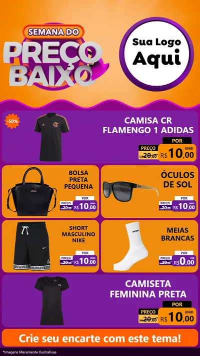 Modelo de TV para TV Vertical com o tema Semana do Preço Baixo para Roupas e acessórios