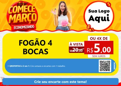 Modelo de Cartaz para Cartaz A4 Horizontal com o tema Comece Março Economizando para Móveis e Eletro