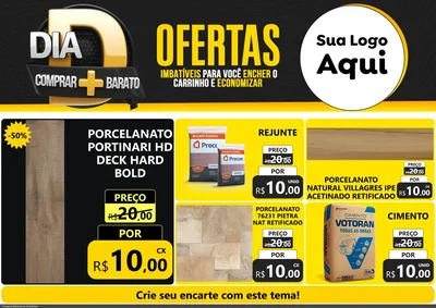 Modelo de Encarte para Encarte A4 Horizontal com o tema Dia D Mais Economia para Pisos e revestimentos