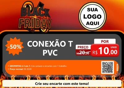 Modelo de Cartaz para Cartaz A4 Horizontal com o tema Black Friday para Tubos e conexões