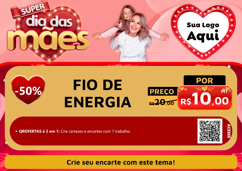 Modelo de Cartaz para Cartaz A4 Horizontal com o tema Super Dia Das Mães para Materiais Elétricos