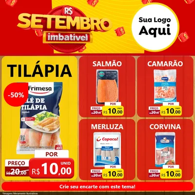 Modelo de Rede Social para Feed Facebook com o tema Setembro Imbatível para Peixaria